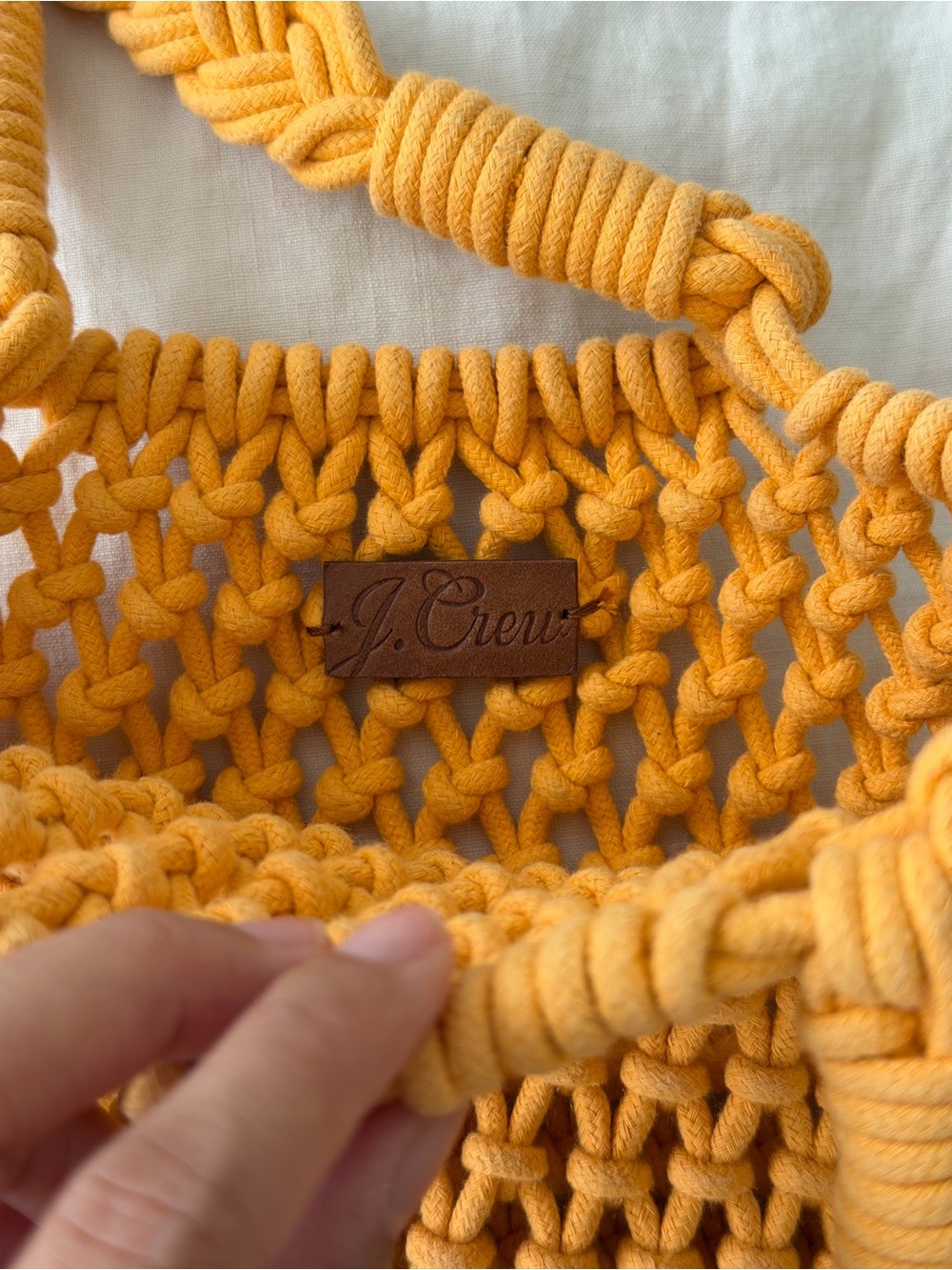 J. Crew Mustard Yellow Crochet Tote - Picture 2 of 4